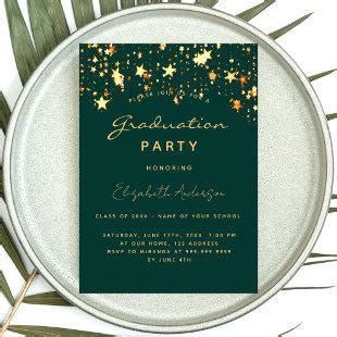 green and gold graduation invitations